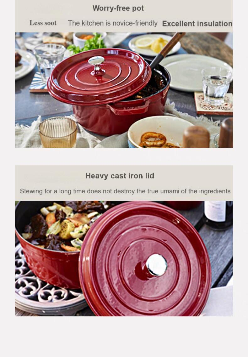 Cooking King 22/24CM Enamel Pot Cast Iron Pot Household Non-Stick   Stew Soup Pot Casserole Universal Induction Cooker Gas Stove