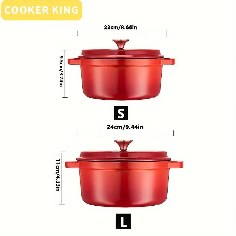 Cooking King 22/24CM Enamel Pot Cast Iron Pot Household Non-Stick   Stew Soup Pot Casserole Universal Induction Cooker Gas Stove