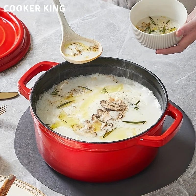 Cooking King 22/24CM Enamel Pot Cast Iron Pot Household Non-Stick   Stew Soup Pot Casserole Universal Induction Cooker Gas Stove