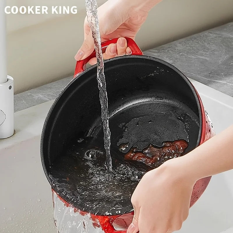 Cooking King 22/24CM Enamel Pot Cast Iron Pot Household Non-Stick   Stew Soup Pot Casserole Universal Induction Cooker Gas Stove