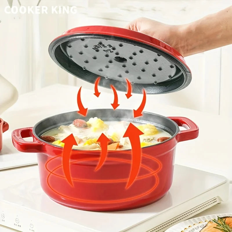 Cooking King 22/24CM Enamel Pot Cast Iron Pot Household Non-Stick   Stew Soup Pot Casserole Universal Induction Cooker Gas Stove