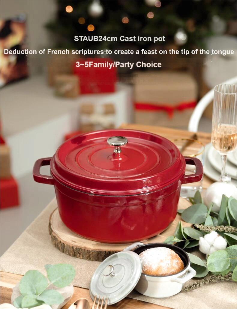 Cooking King 22/24CM Enamel Pot Cast Iron Pot Household Non-Stick   Stew Soup Pot Casserole Universal Induction Cooker Gas Stove