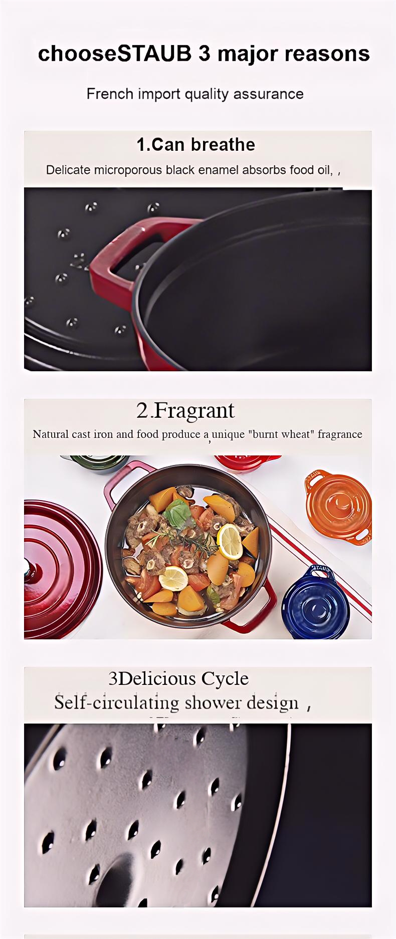 Cooking King 22/24CM Enamel Pot Cast Iron Pot Household Non-Stick   Stew Soup Pot Casserole Universal Induction Cooker Gas Stove